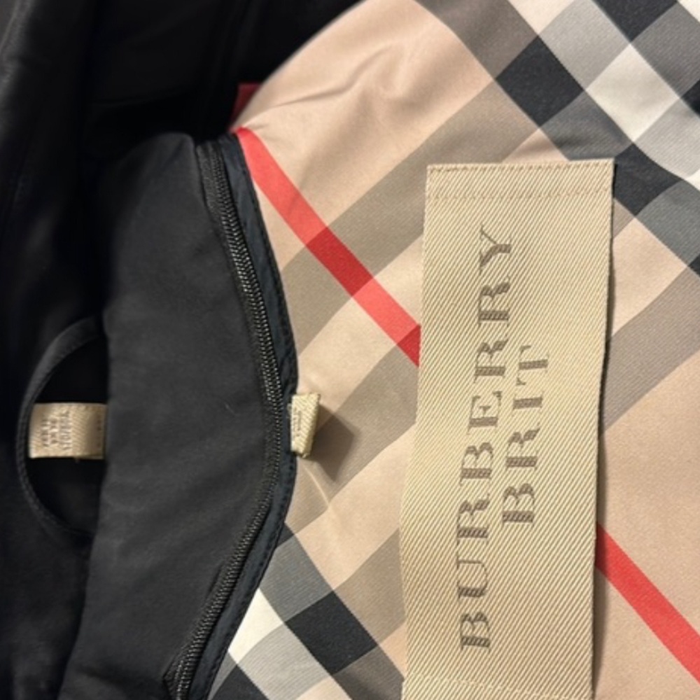 Burberry Brit Black and Beige Check Trench Coat
